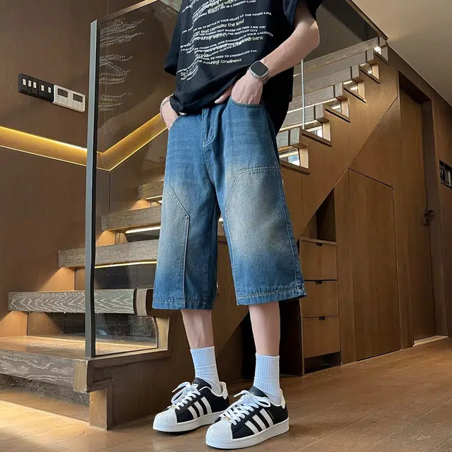 木木兔 美式潮流百搭牛仔短裤 男款