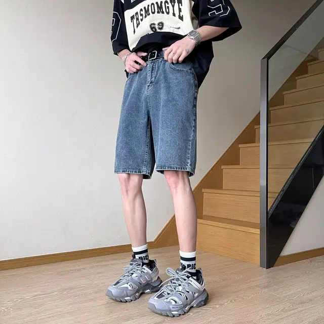 木木兔 美式潮流百搭裤子牛仔短裤 男款