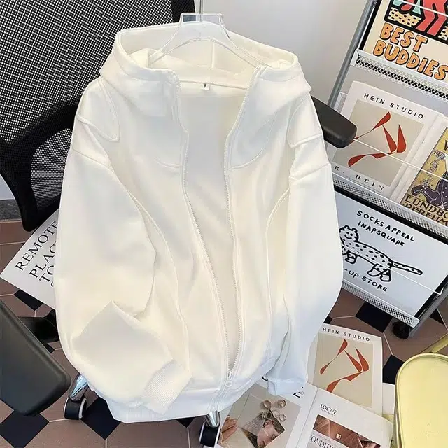 木木兔 美式高街重磅轻奢男生长袖外套秋冬情侣款潮流穿搭男款早秋百搭秋季衣服国潮宽松连帽开衫休闲上衣卫衣 男女同款