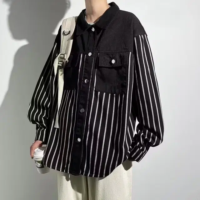 木木兔 美式高街男生穿搭长袖春秋季外穿潮流百搭男士秋冬衣服国潮宽松青少年上衣牛仔衬衣外套夹克 男女同款
