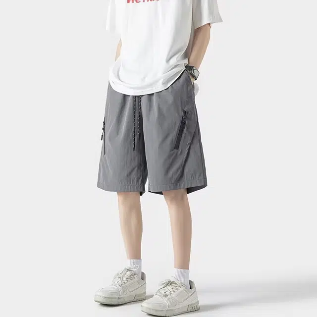 木木兔 男士夏季美式潮流百搭裤子简约设计感五分裤夏天男生跑步训练休闲短裤 男女同款