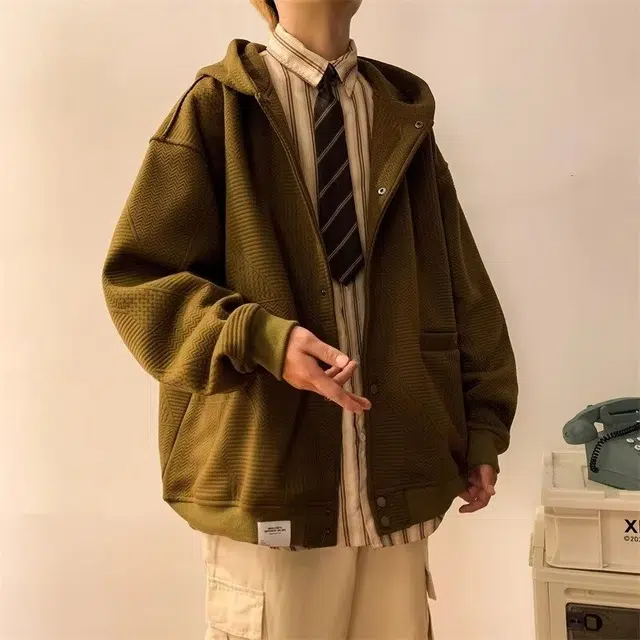 木木兔 美式高街重磅男士长袖外穿冬季休闲穿搭轻奢潮流百搭秋冬衣服冬天国潮宽松连帽情侣款外套夹克 男女同款