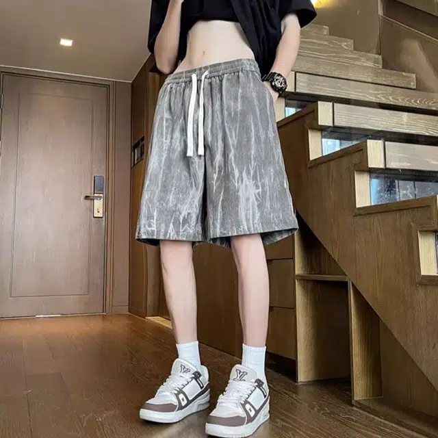 木木兔 男士夏季美式潮流百搭裤子简约设计感五分裤夏天男生青少年运动宽松休闲短裤 男女同款