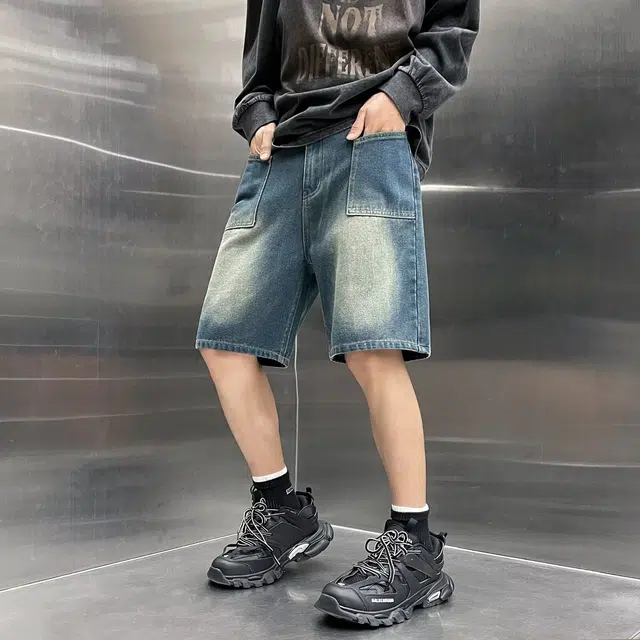木木兔 美式潮流百搭简约工装牛仔短裤 男款