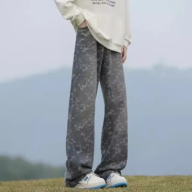 木木兔 美式长裤百搭裤子简约潮流牛仔裤 男款