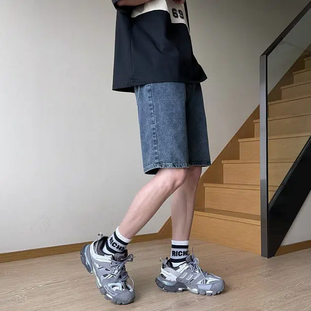木木兔 美式潮流百搭裤子牛仔短裤 男款