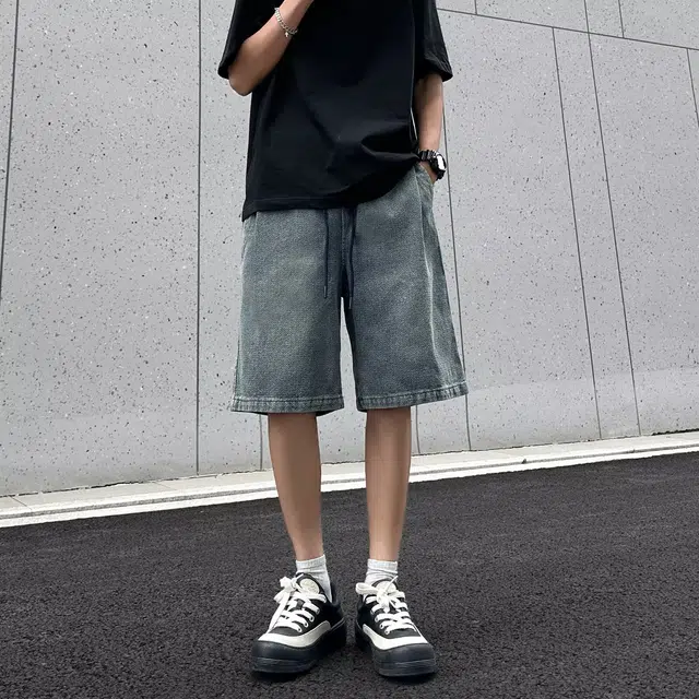 木木兔 休闲美式潮流百搭裤子薄款牛仔短裤 男款