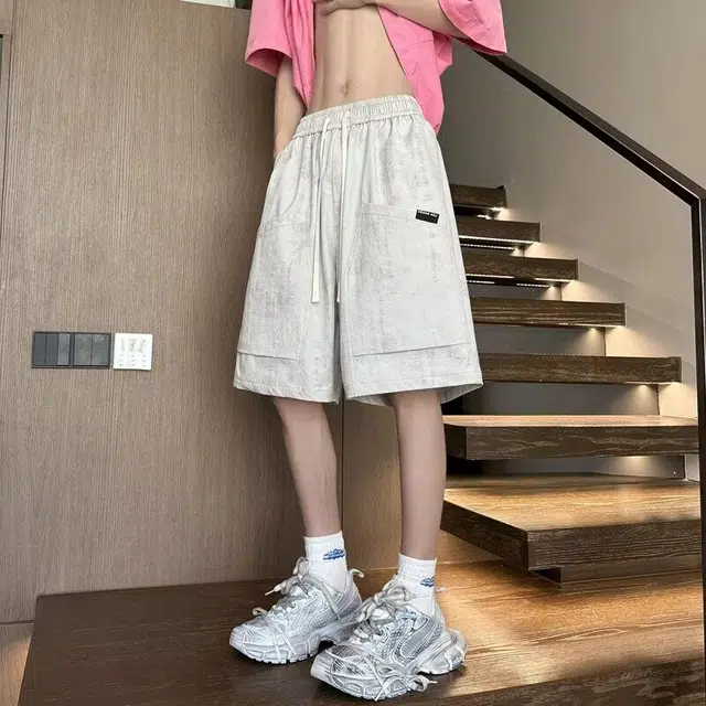 木木兔 男士夏季大口袋工装短裤美式男生潮流百搭裤子五分裤简约休闲裤夏天 男款