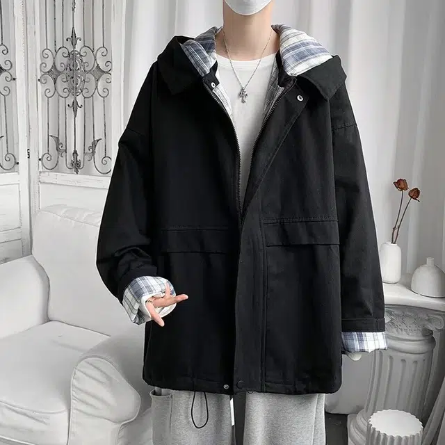 木木兔 美式高街重磅男士长袖外穿冬季休闲秋冬穿搭轻奢潮流百搭衣服冬天国潮宽松户外潮牌连帽外套夹克 男款