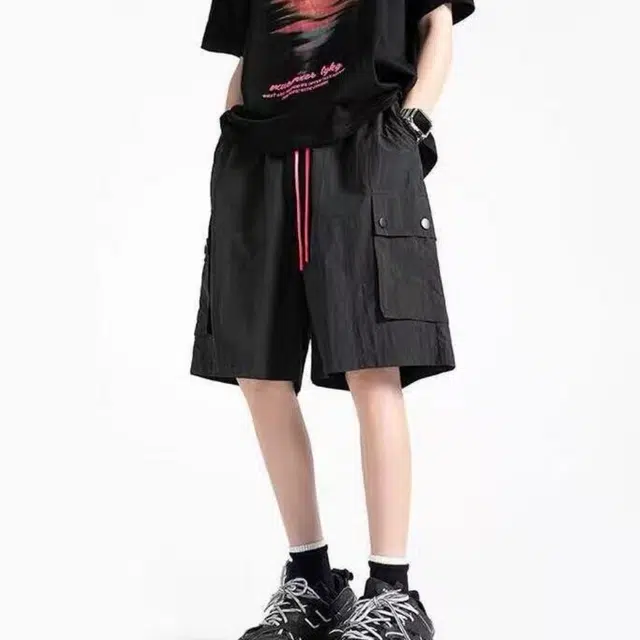 木木兔 男士夏季美式潮流百搭裤子简约设计感五分裤夏天男生轻薄透气休闲短裤 男女同款