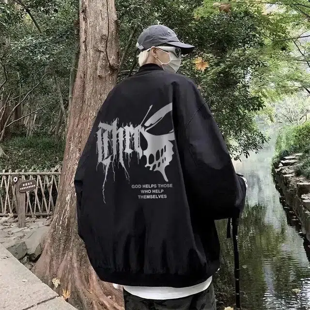 木木兔 美式高街重磅男士长袖外穿冬季休闲穿搭轻奢潮流百搭秋冬衣服冬天国潮复古宽松潮牌外套夹克 男女同款