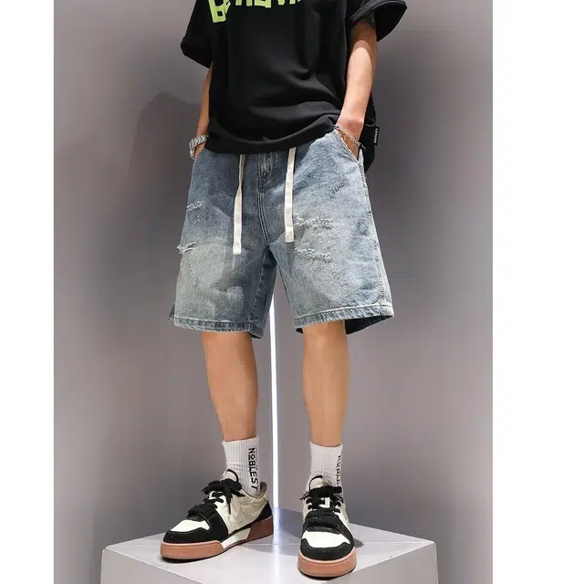 木木兔 男士夏季休闲短裤美式潮流百搭裤子简约工装夏天牛仔裤男生 男款