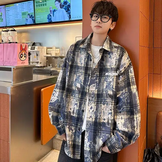 木木兔 美式高街春秋衬衣冬季穿搭秋款韩版轻奢宽松百搭潮流衣服国潮休闲外套秋季长袖青少年潮牌简约上衣衬衫 男款