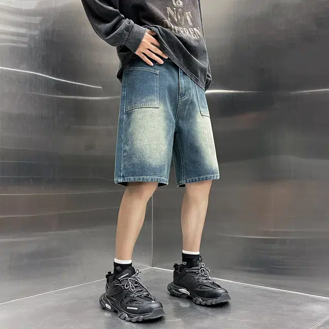 木木兔 美式潮流百搭简约工装牛仔短裤 男款