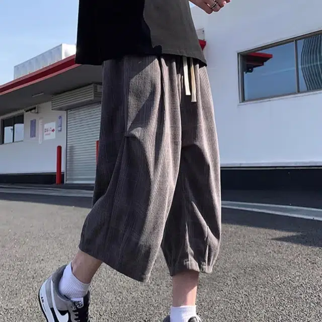 木木兔 男士夏季美式潮流百搭裤子简约设计感五分裤夏天男生七分裤直筒休闲短裤 男女同款