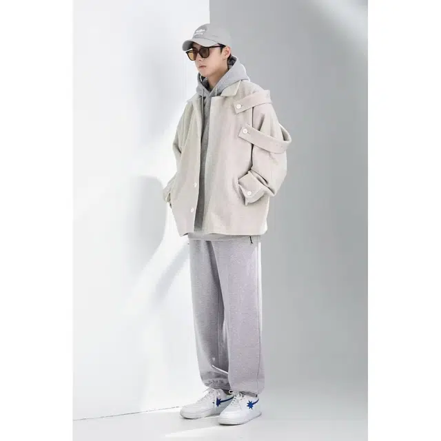 木木兔 潮牌美式高街男生穿搭长袖春秋外穿潮流百搭男士秋冬衣服国潮休闲开衫痞帅毛呢外套夹克 男女同款