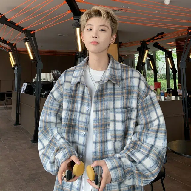 木木兔 美式高街重磅男士长袖外穿冬季休闲秋冬穿搭轻奢潮流百搭衣服冬天国潮宽松衬衫潮牌格子外套夹克 男款