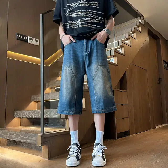 木木兔 美式潮流百搭牛仔短裤 男款
