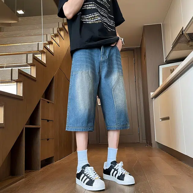 木木兔 美式潮流百搭牛仔短裤 男款