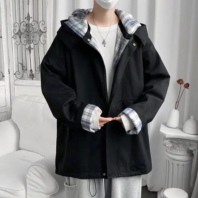 木木兔 美式高街重磅男士长袖外穿冬季休闲秋冬穿搭轻奢潮流百搭衣服冬天国潮宽松户外潮牌连帽外套夹克 男款