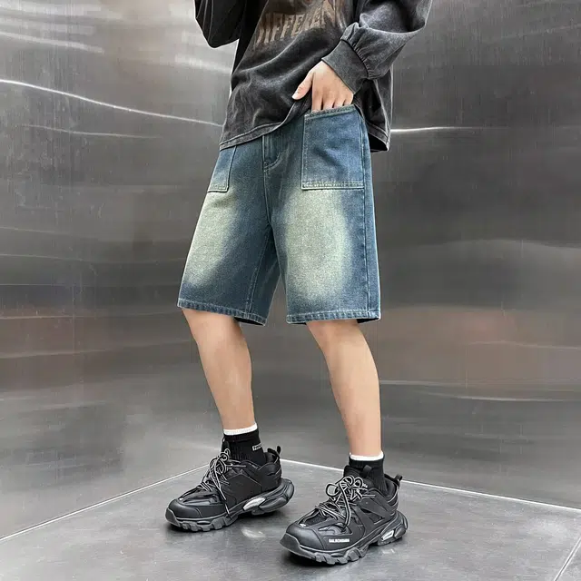 木木兔 美式潮流百搭简约工装牛仔短裤 男款