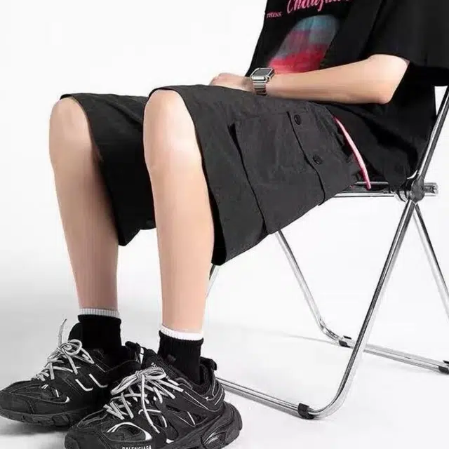 木木兔 男士夏季美式潮流百搭裤子简约设计感五分裤夏天男生轻薄透气休闲短裤 男女同款