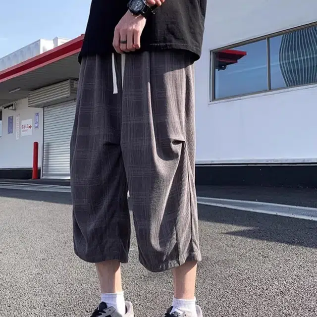 木木兔 男士夏季美式潮流百搭裤子简约设计感五分裤夏天男生七分裤直筒休闲短裤 男女同款