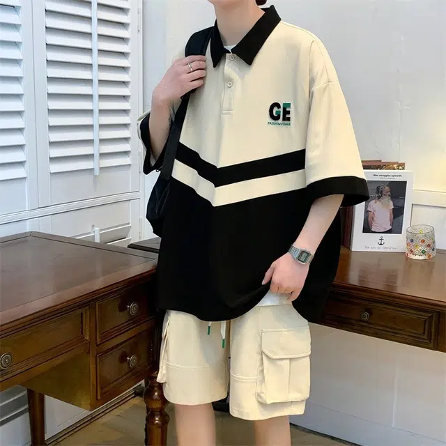木木兔 翻领时尚百搭舒适系带休闲运动套装 男款