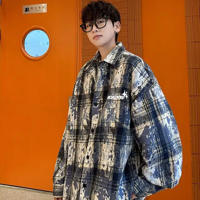 木木兔 美式高街春秋衬衣冬季穿搭秋款韩版轻奢宽松百搭潮流衣服国潮休闲外套秋季长袖青少年潮牌简约上衣衬衫 男款