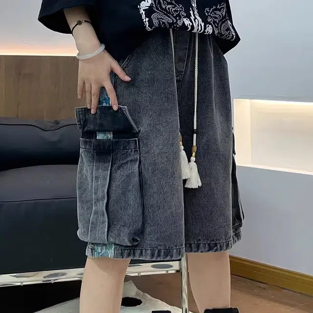 木木兔 男士夏季休闲短裤美式潮流百搭裤子简约工装五分裤夏天牛仔裤男生 男款