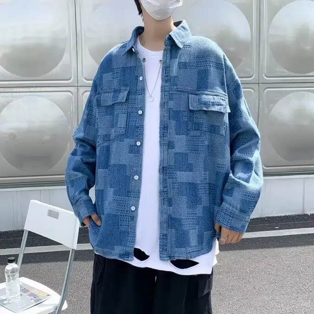 木木兔 美式高街男生穿搭长袖春秋季外穿潮流百搭男士秋冬衣服国潮宽松青少年衬衫上衣牛仔外套夹克 男女同款