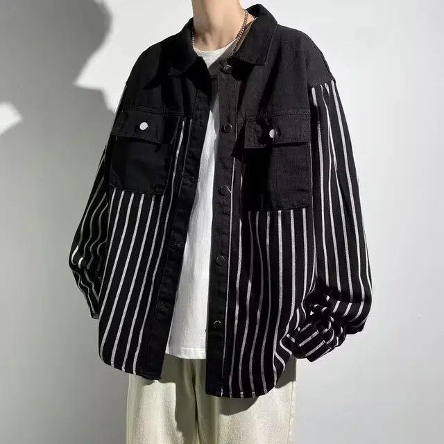 木木兔 美式高街男生穿搭长袖春秋季外穿潮流百搭男士秋冬衣服国潮宽松青少年上衣牛仔衬衣外套夹克 男女同款