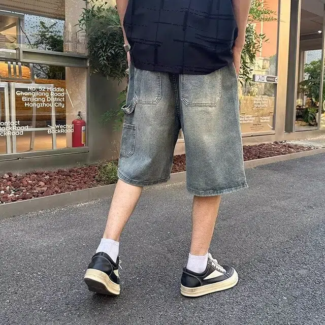 木木兔 休闲美式潮流百搭简约工装痞帅五分裤牛仔短裤 男款