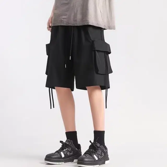 木木兔 夏季美式潮流百搭裤子简约设计感高街五分裤休闲短裤 男女同款
