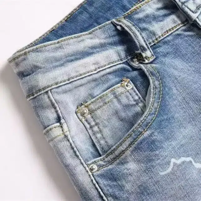 木木兔 欧美高街水洗潮牌刺绣牛仔裤男贴布修身型小脚休闲弹力长裤 男款