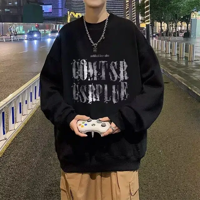 木木兔 美式高街重磅外套长袖男生秋冬潮流穿搭简约男款帅气早秋轻奢百搭秋季字母衣服国潮宽松无帽情侣款上衣卫衣 男女同款
