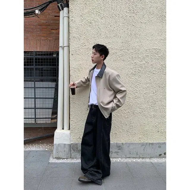 木木兔 潮牌美式高街男生穿搭长袖春秋外穿潮流百搭男士秋冬衣服国潮宽拼色皮领外套夹克 男女同款