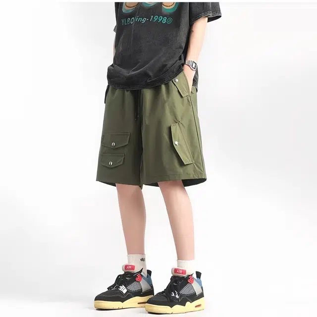 木木兔 男士夏季美式潮流百搭裤子简约设计感五分裤夏天男生复古工装休闲短裤 男女同款