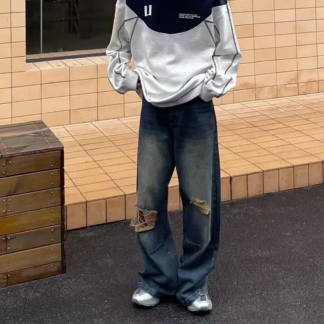 木木兔 美式重磅夏季男士直筒垂感阔腿长裤百搭裤子简约潮流男生牛仔裤国潮穿搭夏天 男款