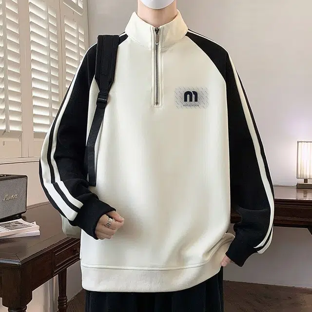 木木兔 美式高街重磅长袖男生秋冬潮流穿搭简约男款冬天时尚轻奢百搭冬季衣服国潮宽松立领学生上衣卫衣 男女同款