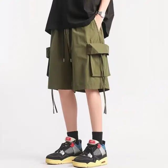 木木兔 夏季美式潮流百搭裤子简约设计感高街五分裤休闲短裤 男女同款