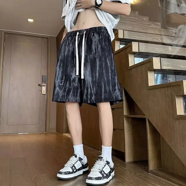 木木兔 男士夏季美式潮流百搭裤子简约设计感五分裤夏天男生青少年运动宽松休闲短裤 男女同款