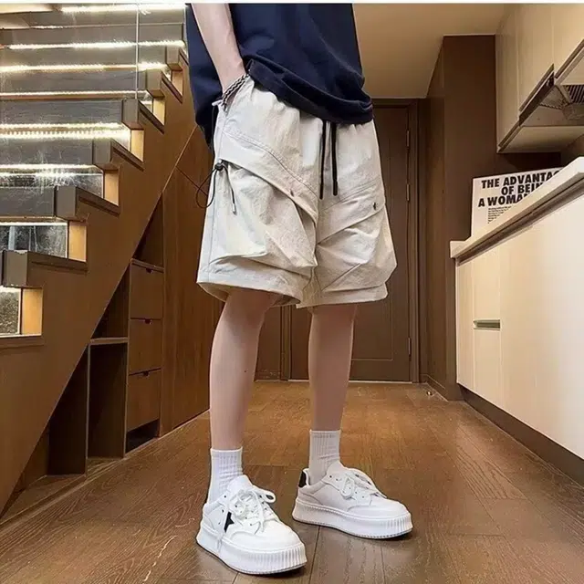 木木兔 美式男士短裤夏季潮流百搭男生裤子潮牌高街五分裤简约休闲夏天工装裤 男款
