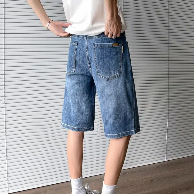 木木兔 夏季休闲美式潮流百搭裤子七分裤牛仔短裤 男款