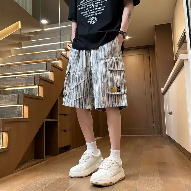 木木兔 男士夏季短裤美式男生潮流百搭裤子冰丝五分裤简约工装休闲裤夏天 男款