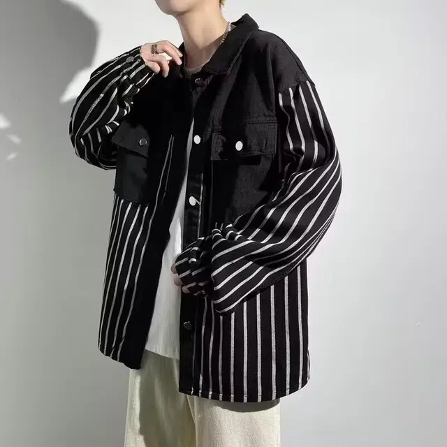 木木兔 美式高街男生穿搭长袖春秋季外穿潮流百搭男士秋冬衣服国潮宽松青少年上衣牛仔衬衣外套夹克 男女同款