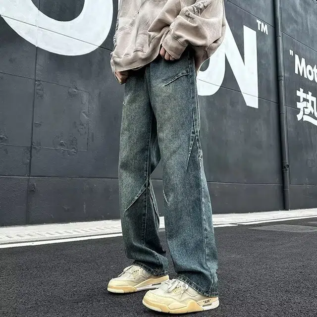 木木兔 裤子男款潮流百搭微喇男裤秋季穿搭直筒裤早秋男生轻奢推荐高街显瘦男士宽松青少年修身复古长裤牛仔裤 男女同款