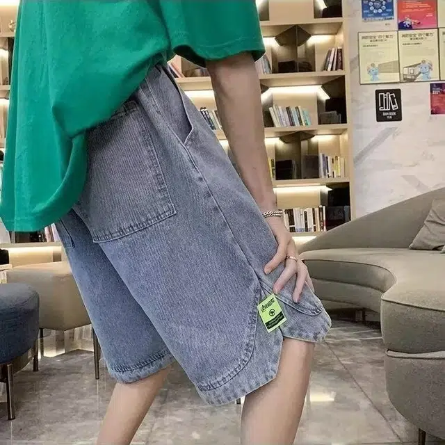 木木兔 男士夏季短裤美式潮流百搭男生裤子简约宽松薄款潮牌直筒水洗五分裤夏天牛仔裤 男款