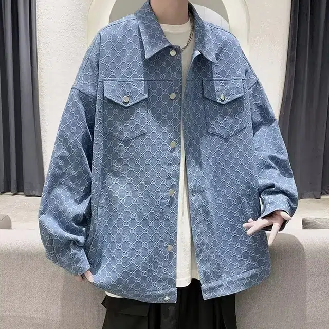 木木兔 美式高街男生穿搭长袖春秋季外穿潮流百搭男士秋冬衣服国潮宽松青少年上衣牛仔衬衫外套夹克 男女同款