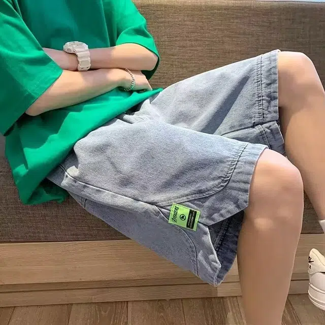 木木兔 男士夏季短裤美式潮流百搭男生裤子简约宽松薄款潮牌直筒水洗五分裤夏天牛仔裤 男款